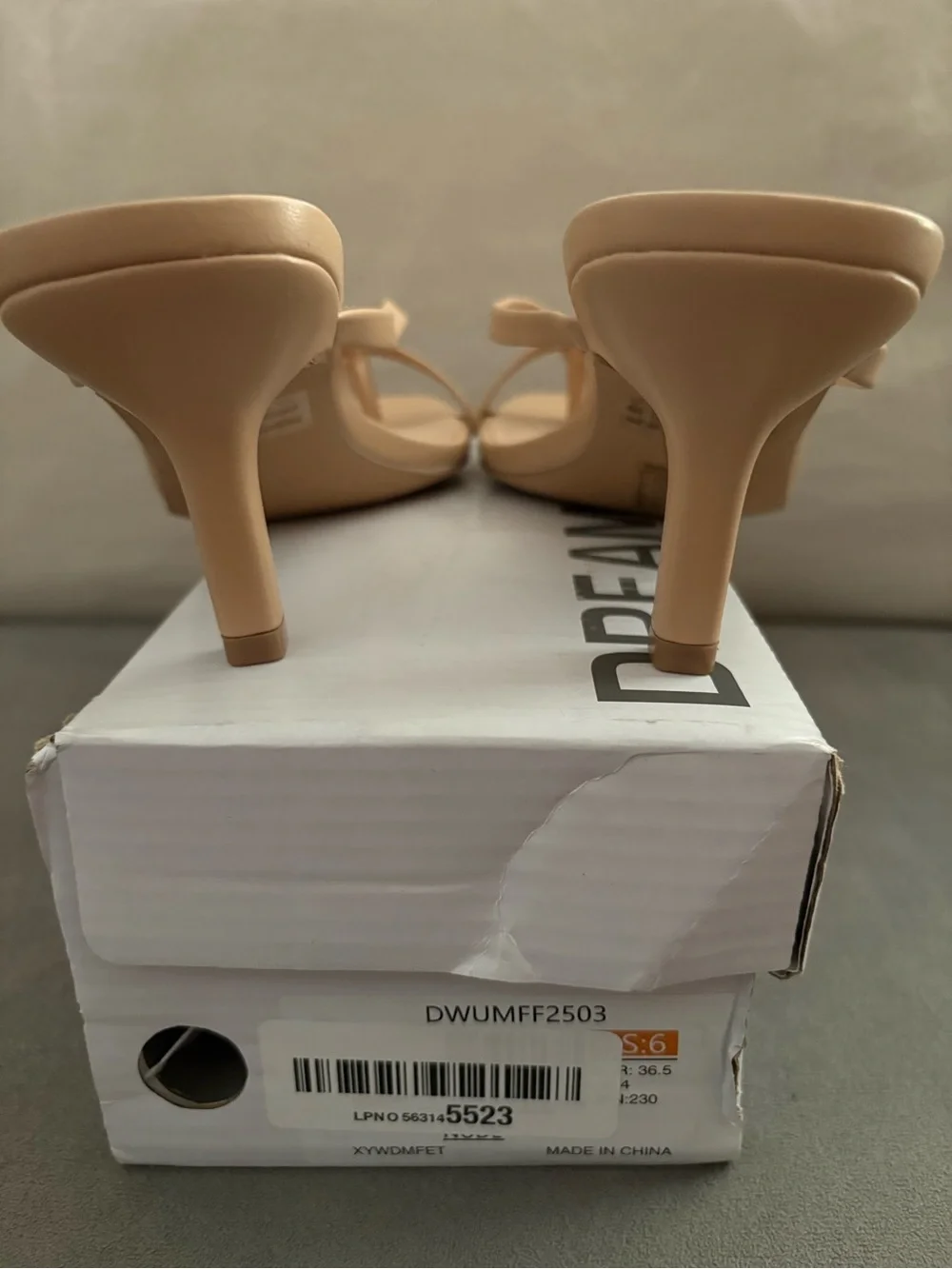 Dream Pairs Women’s Nude Strappy Kitten Heel Slides - US Size 6